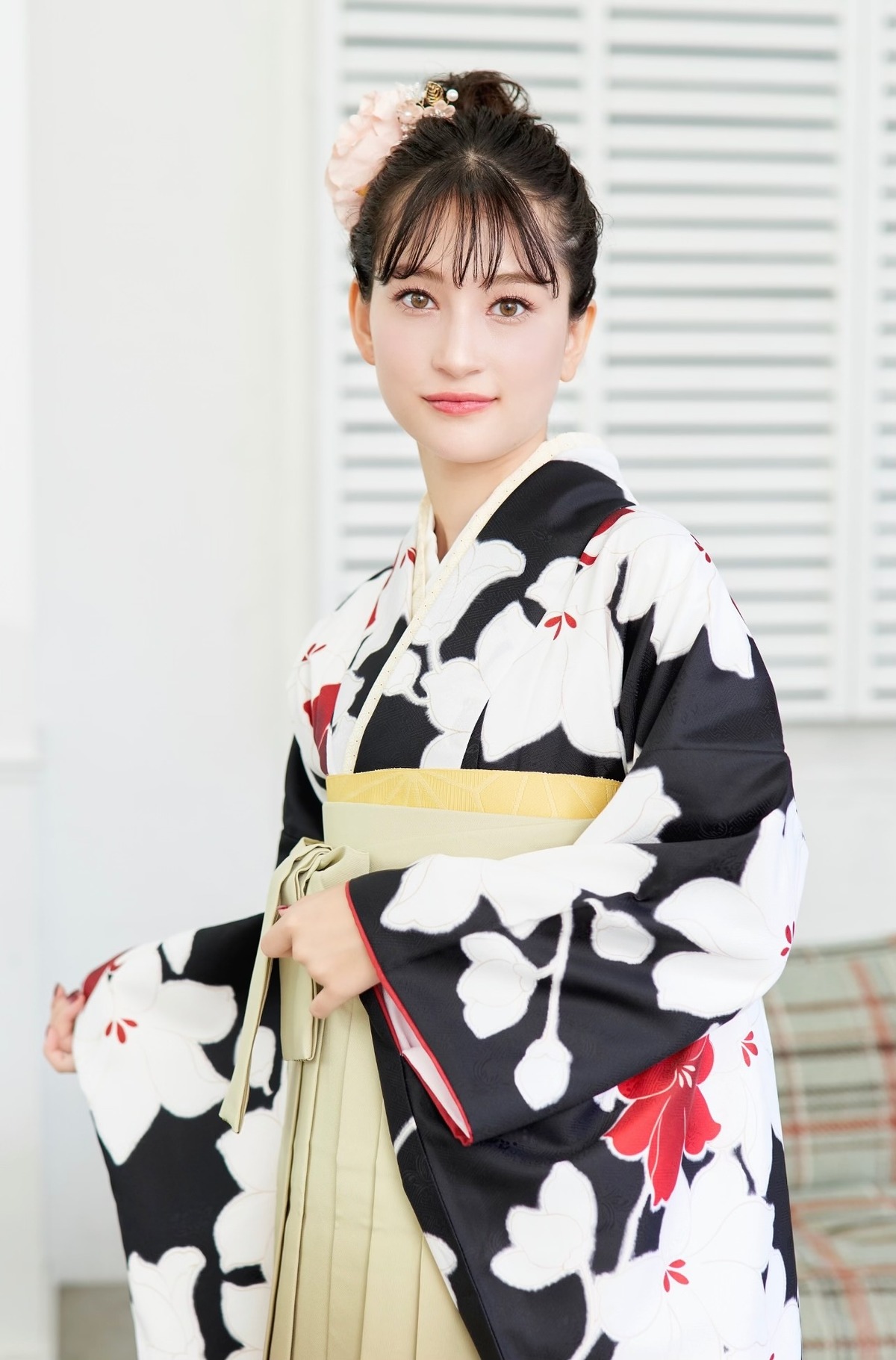 Kimono Sienne 卒業式袴3点セット 黒 グラデーション袴 袴 二尺袖着物 