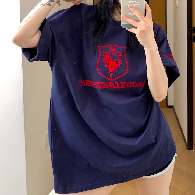 エンブレムモチーフロゴルーズシルエットTシャツ 3col R02089