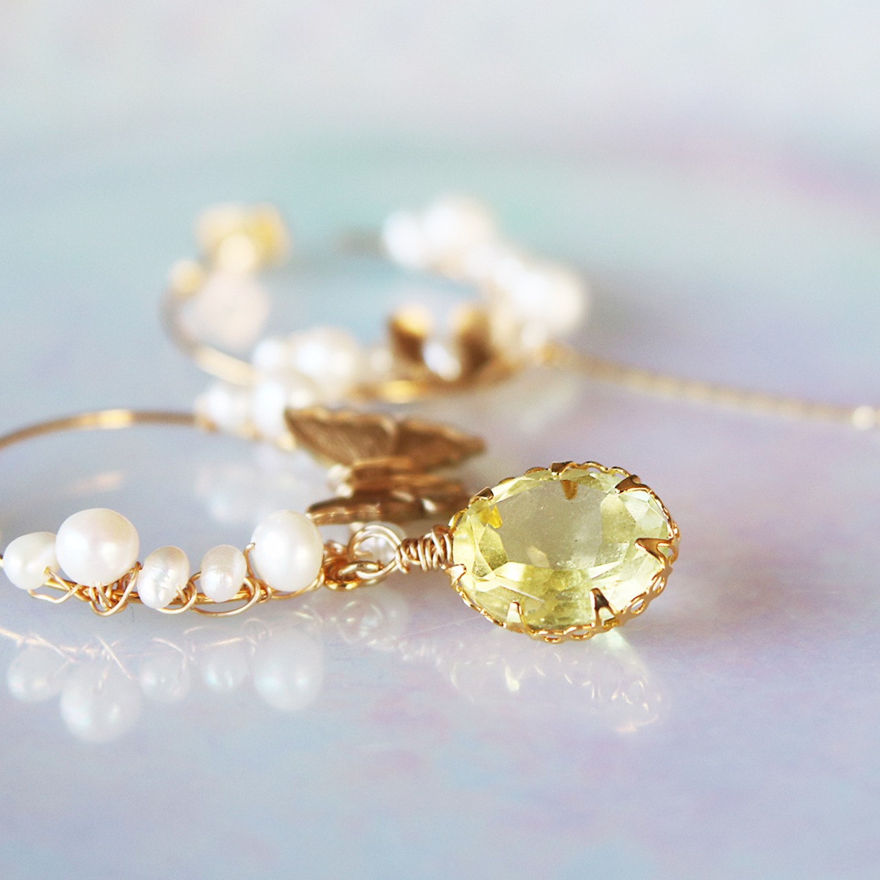 Giardinoピアス（レモンクォーツ）