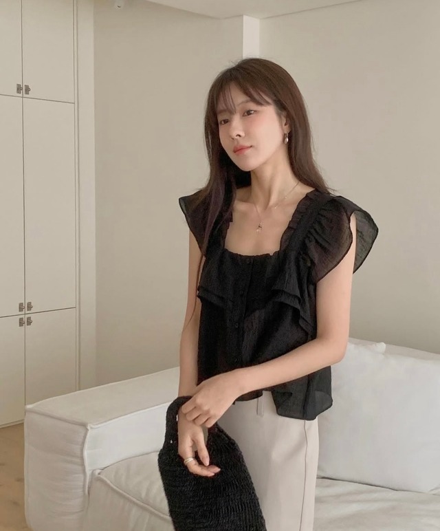 (予約) miel  / Nature 2way frill blouse 4color