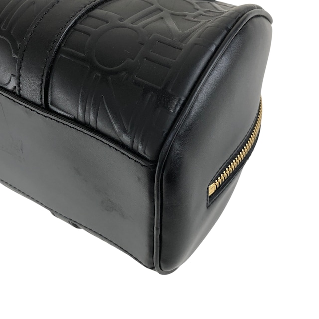 CELINE セリーヌ ハンドバッグ ブラック ロゴ型押し レザー ロールバッグ vintage ヴィンテージ オールド 2jj6ge
