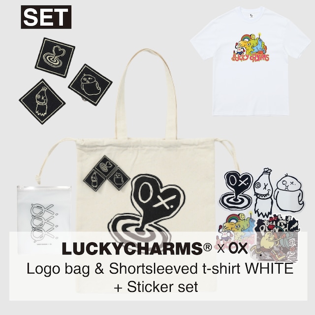 [LKCS] (SET) LUCKYCHARMS x OX. Logo bag + Happy day T-Shirts white 正規品 韓国ブランド 韓国ファッション 韓国代行 lucky charms パーカー ソ・イングク
