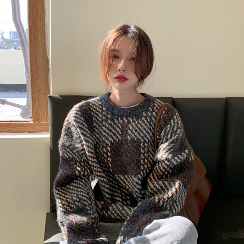 スタイルルーズスタンダードセーター レディーススプリングオータムフードジャケット ロング レトロ 春物 秋物 スーパーモール82418608916