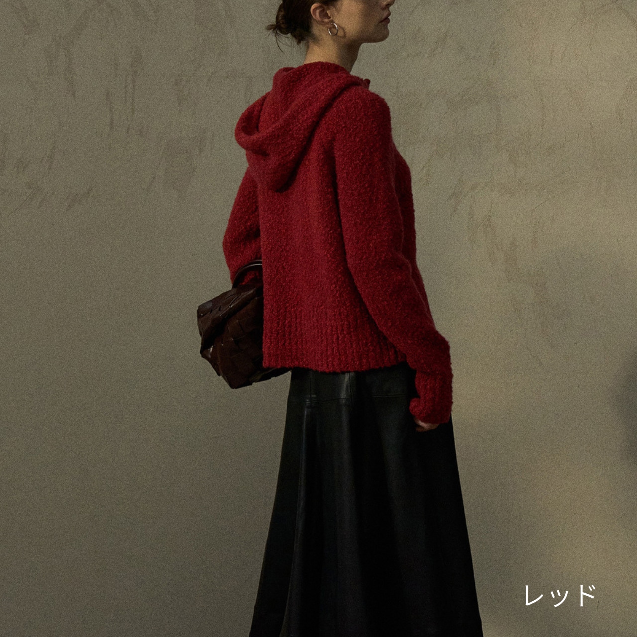 Bouclé Knit Hoodie Pullover T3930