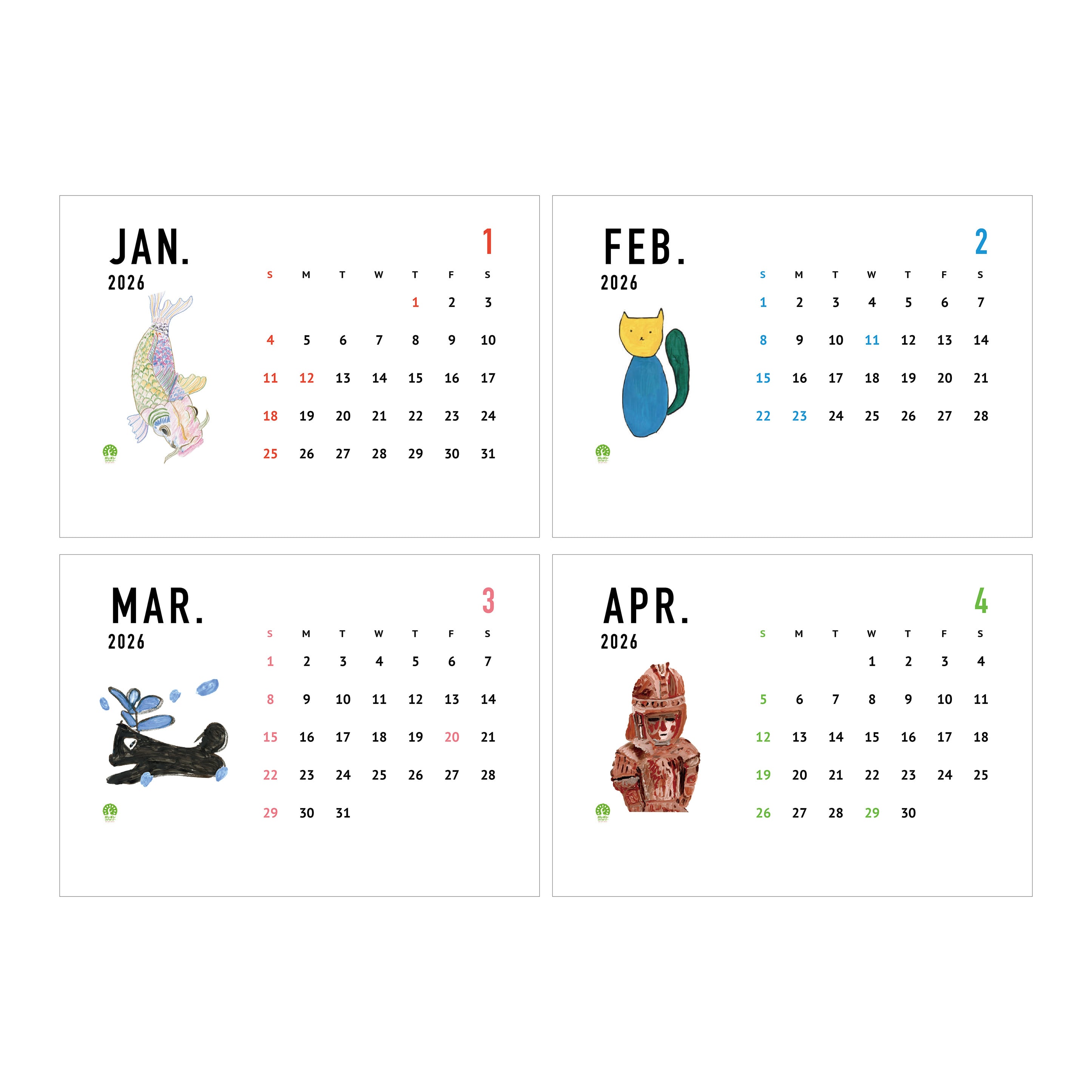 CL 2026top32スリーブ ARTIST CALENDAR 2026 卓上カレンダー スリーブタイプ | ondo plus