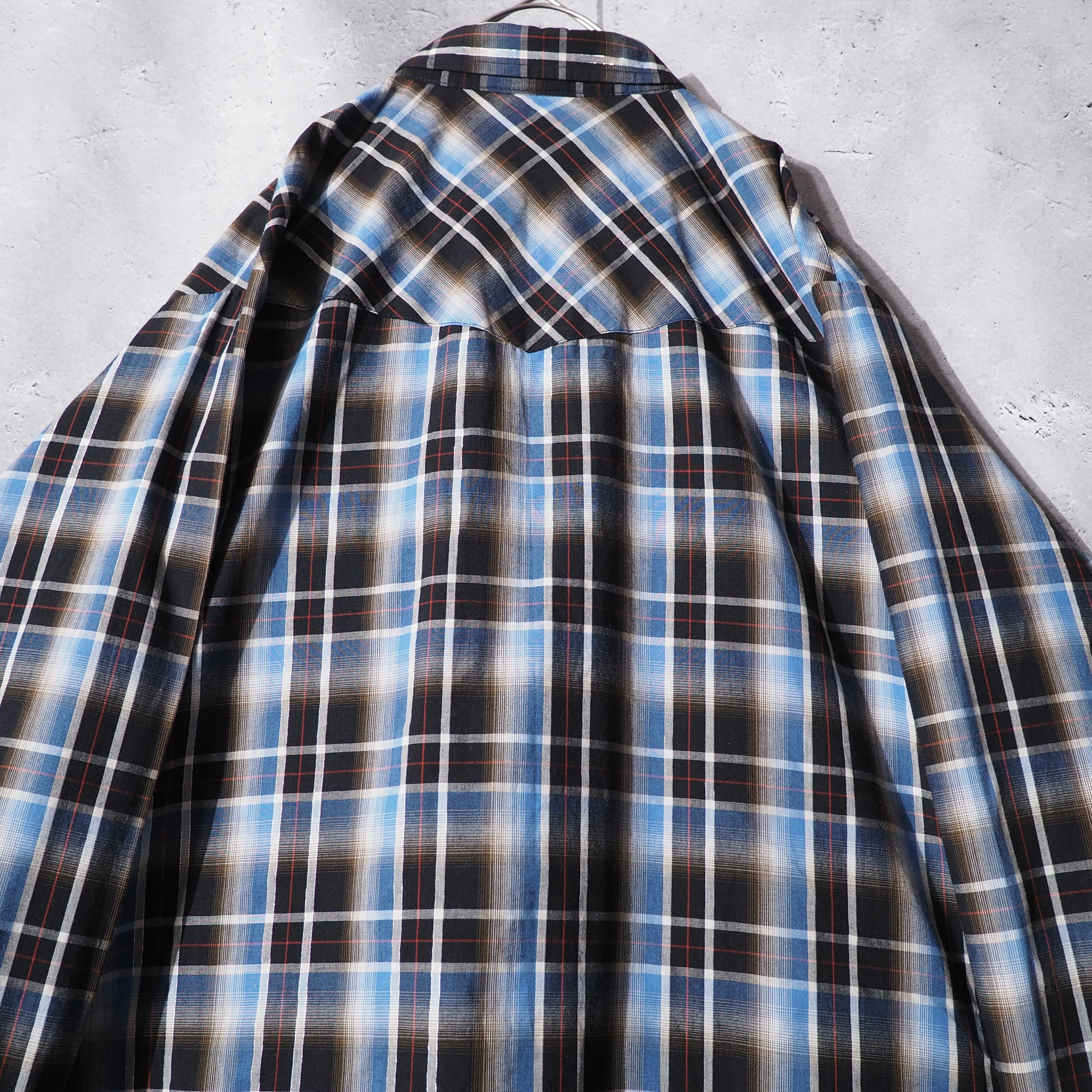 1990s ” Plains ” cold check pattern design loose silhouette vintage western shirt