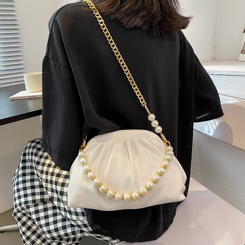 サマーパールチェーン レッド 夏物 真珠 メッセンジャーバッグ Tiancai_Wing_Bag30641307230