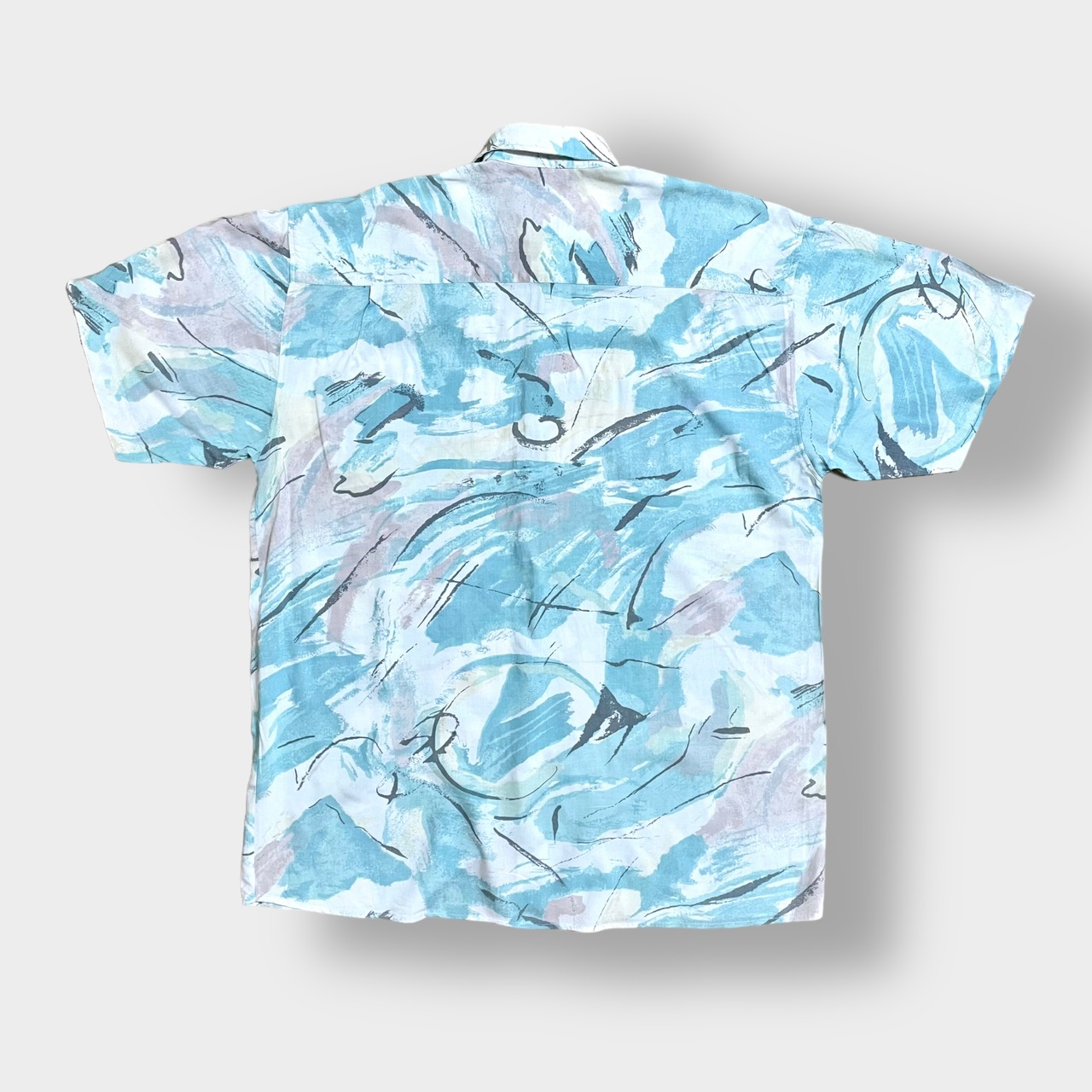 【fashion report】半袖シャツ レトロ 個性的 ビスコース 柄シャツ 総柄 柄物 オールパターン M パステルカラー US古着