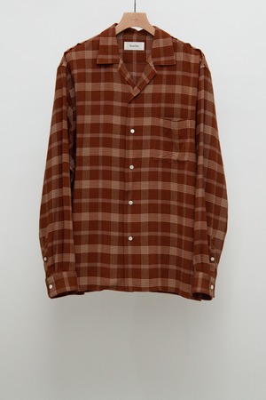 Flannel Open Collar Shirt - Brown