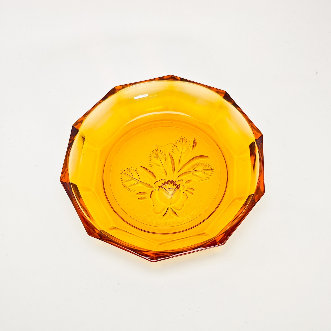 ヴィンテージ雑貨 アンバーガラスプレート