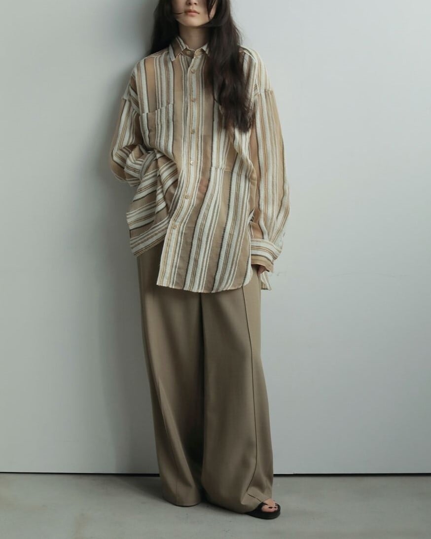 anuke Sheer Stripe Shirts ブラウン anuke(アンヌーク) Sheer Stripe Shirts | サウスオレンジ