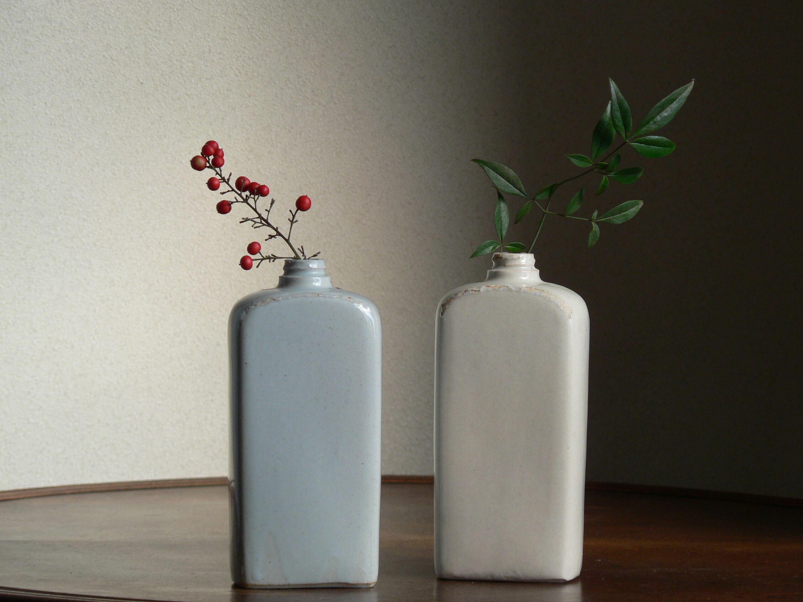 1940~46】日本 昭和初期 統制陶器 花瓶 寒色 | 八朔堂