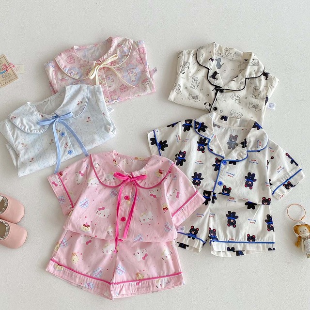 【セット】キュートプリント半袖ルームウェア上下セット - 14