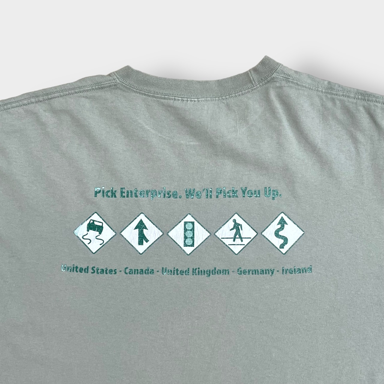 【PORT&COMPANY】USA製 ワンポイントロゴ バックプリント Tシャツ XL ビッグシルエット 半袖 アースカラー くすみカラー US古着