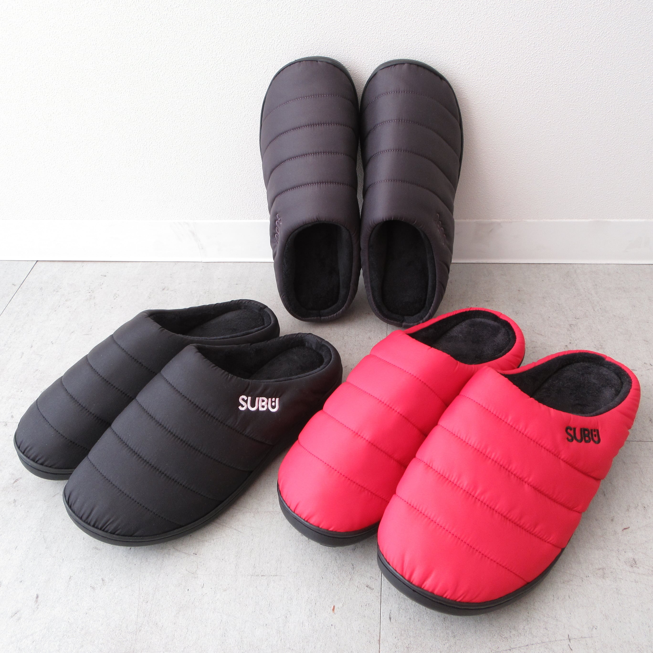 SUBU 冬のサンダル ブラック・スティールグレー・レッド | セレクト