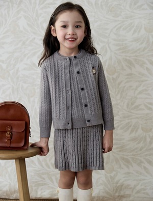 [Set 3color] Cable knit cardigan & nosleeve setup