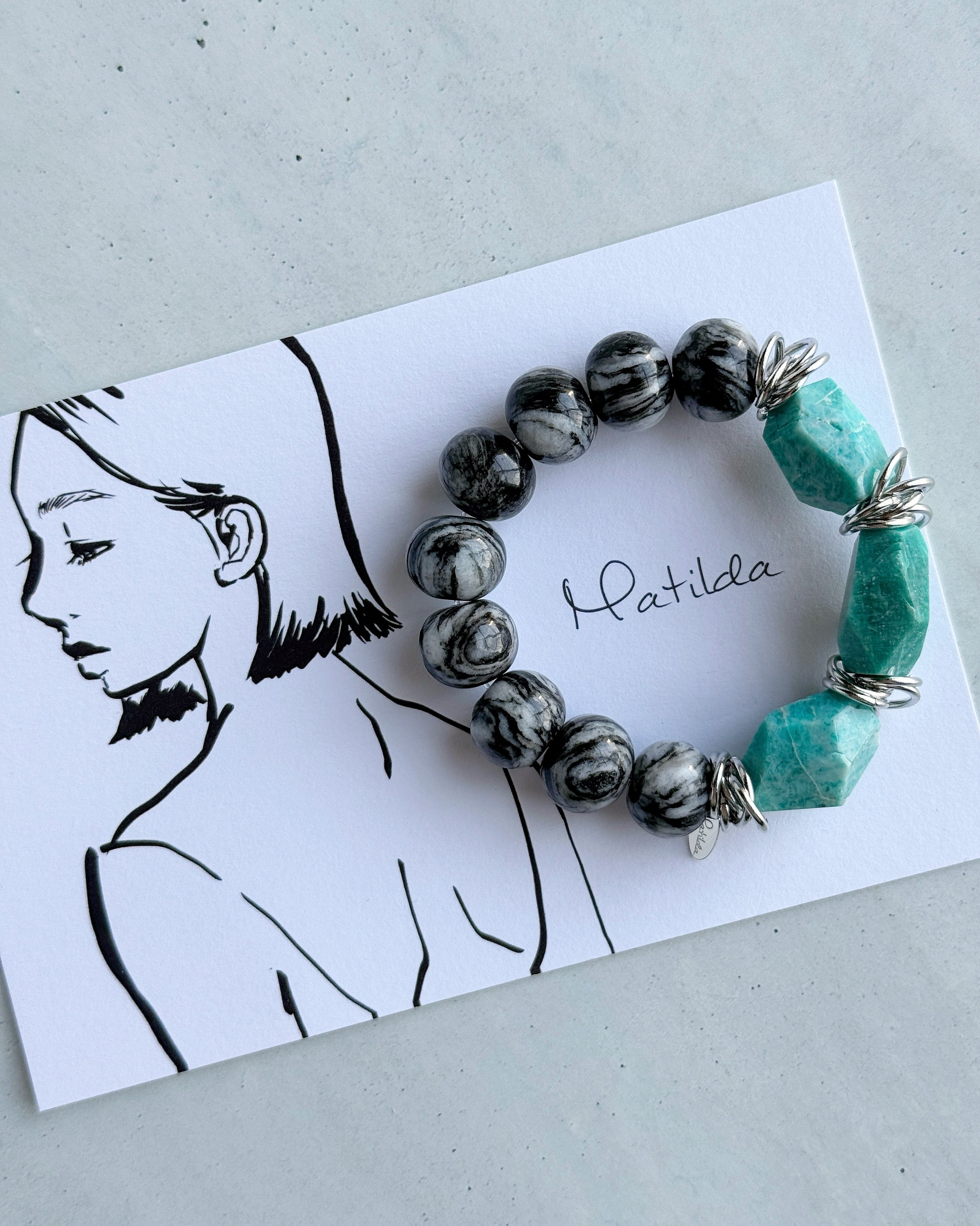 bicolor bracelet(アマゾナイト×ゼブラジャスパー)