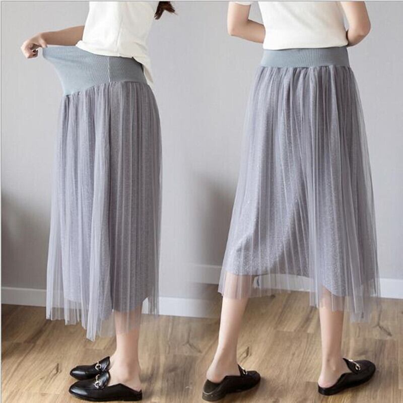 【新作】【送料無料】 プリーツガーゼマタニティスカート2019春夏スカート服妊娠中の女性弾性ウエスト腹妊娠QV837 エラスティック 伸縮 スプリング 春物 サマー 夏物 AL expec377944324836