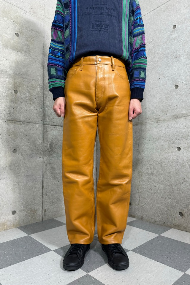 vintage straight silhouette leather pants