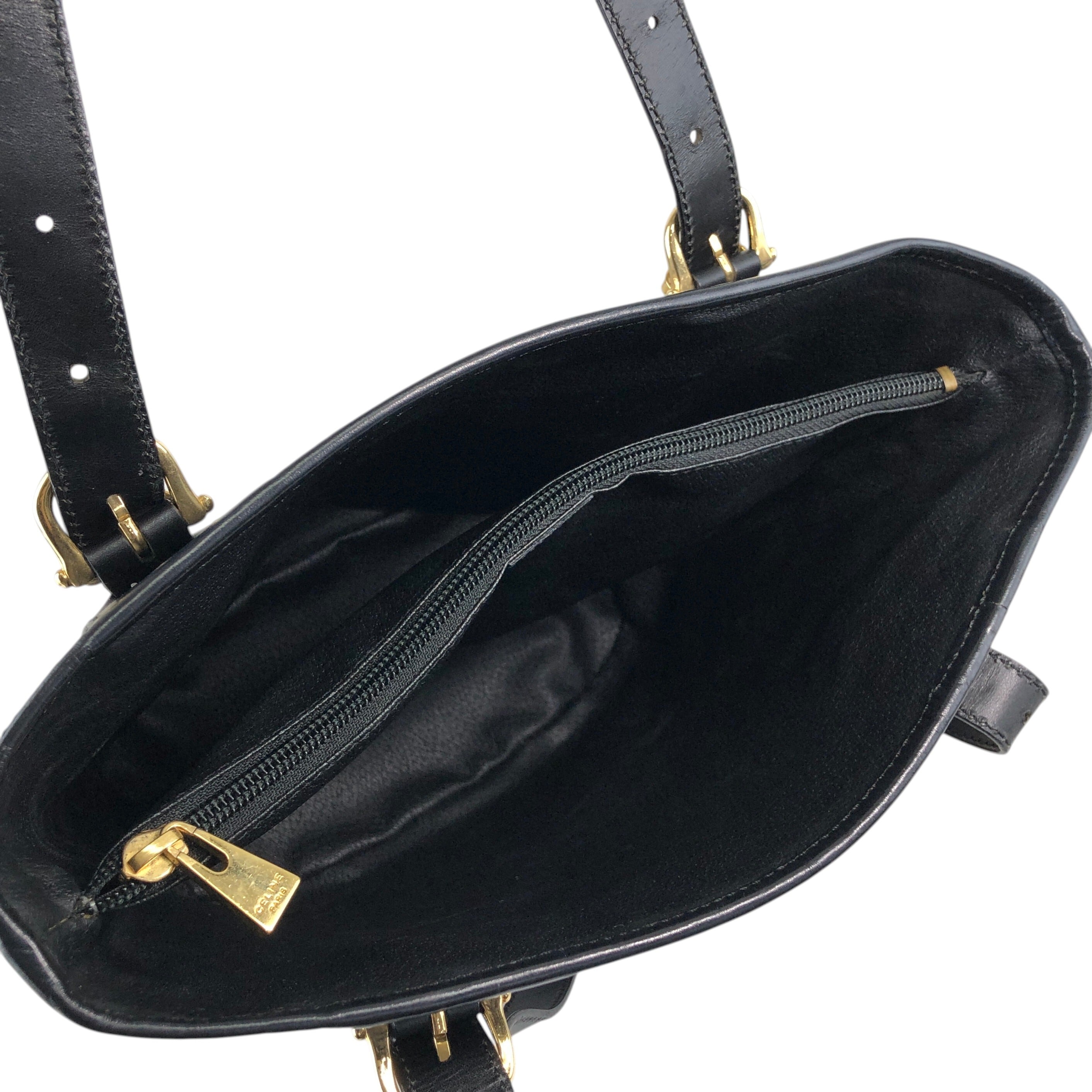 CELINE セリーヌ マカダム ハンドバッグ ブラック ブラゾン型押し PVC
