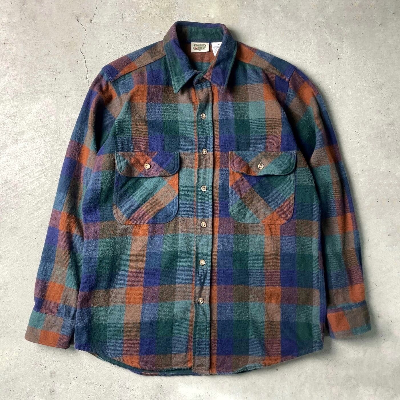 90s usa製 five brother XL ブロックチェック　赤黒