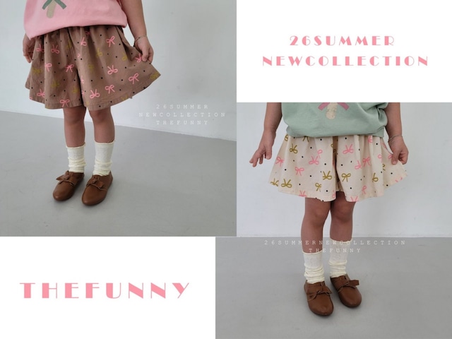 【取寄】thefunny｜ribbon skirt pants｜リボンスカートパンツ｜XS-JM｜kids&jr｜26 summer