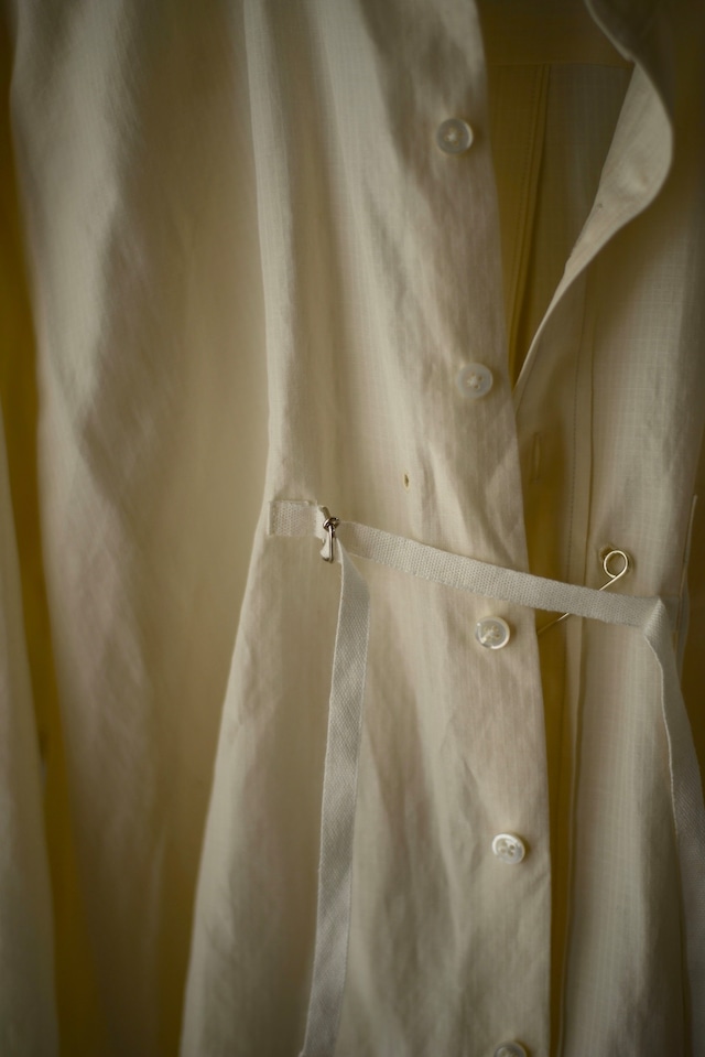 ensou. / silk linen rip stop ribbon shirt(écru)