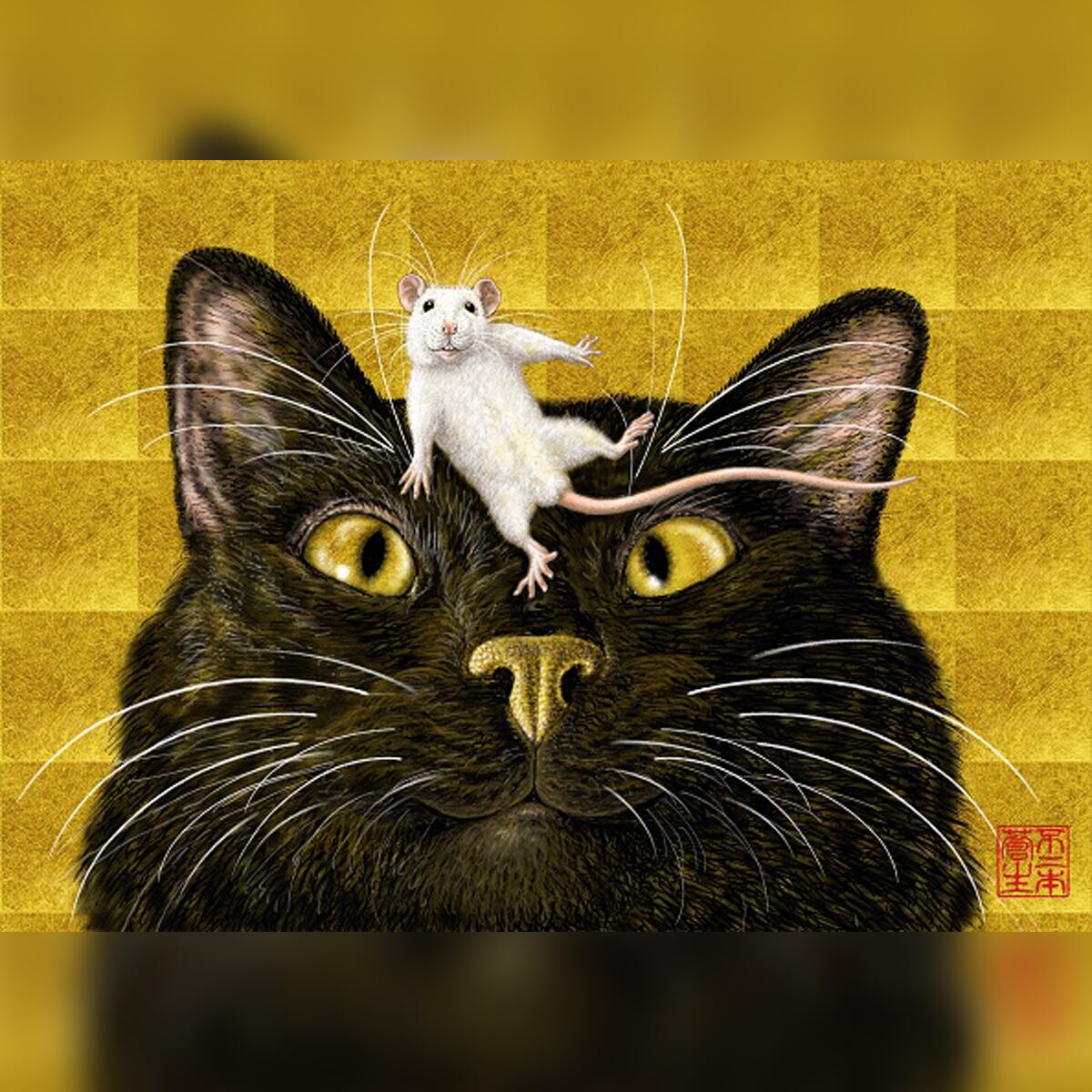 China】A3サイズ・四角 aoi-05『白鼠と黒猫』不二本蒼生のダイヤモンド