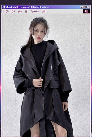 JIYEIND ミッドスリーブ フード付きジャケット