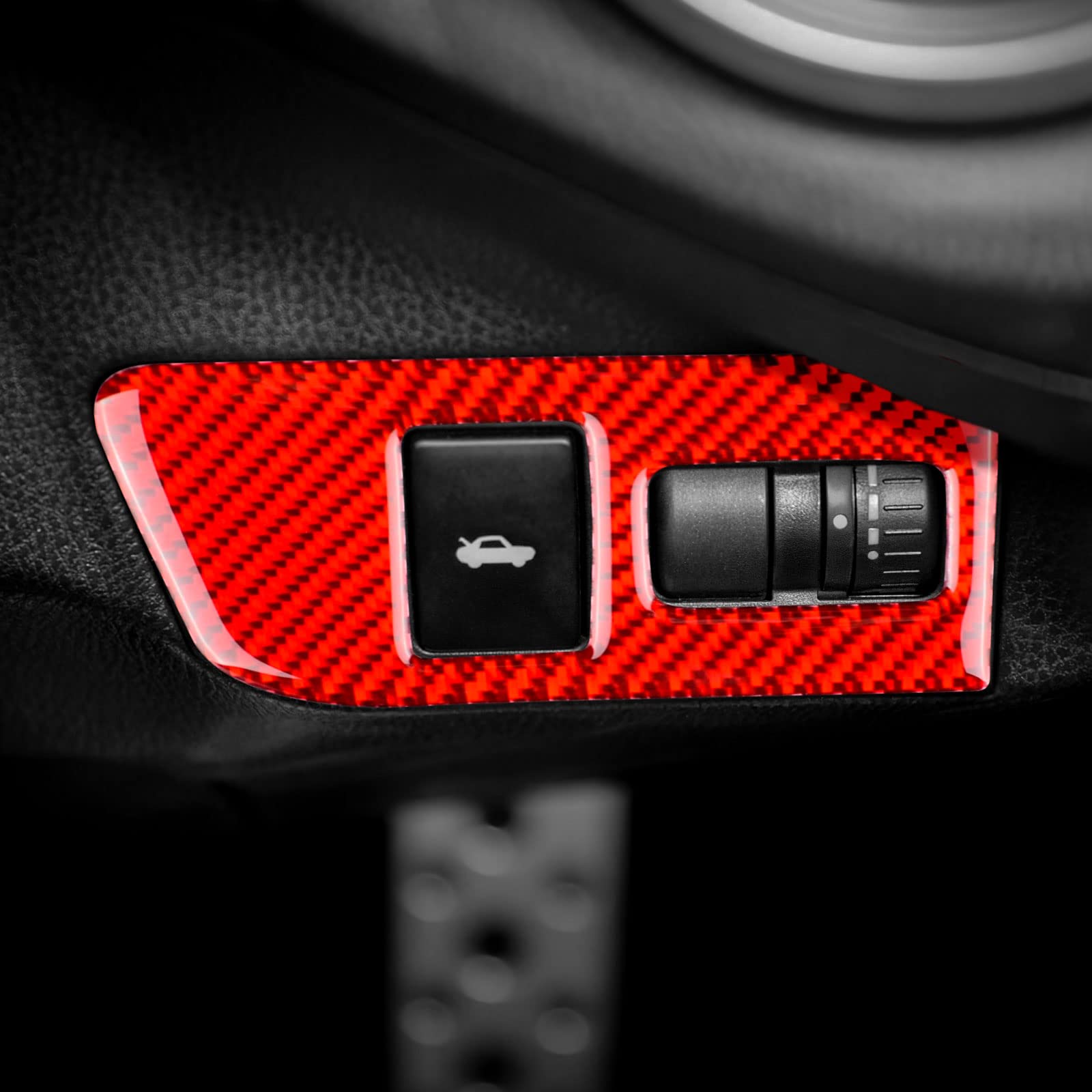 AIRSPEED スバル BRZ ZC6 トヨタ 86 ZN6 専用 トランクフレームカバーボタン装飾 内装パーツ カーボンファイバー おしゃれ 2012-2020 右ハンドル適合 アクセサリー (レッド)