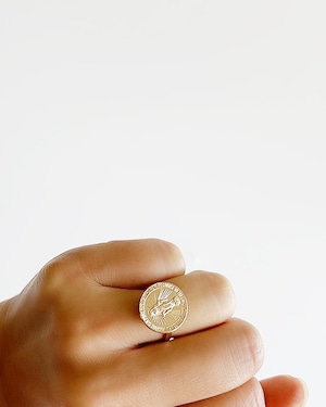 Maria  gold coin Ring /  on the beach     OBH-025