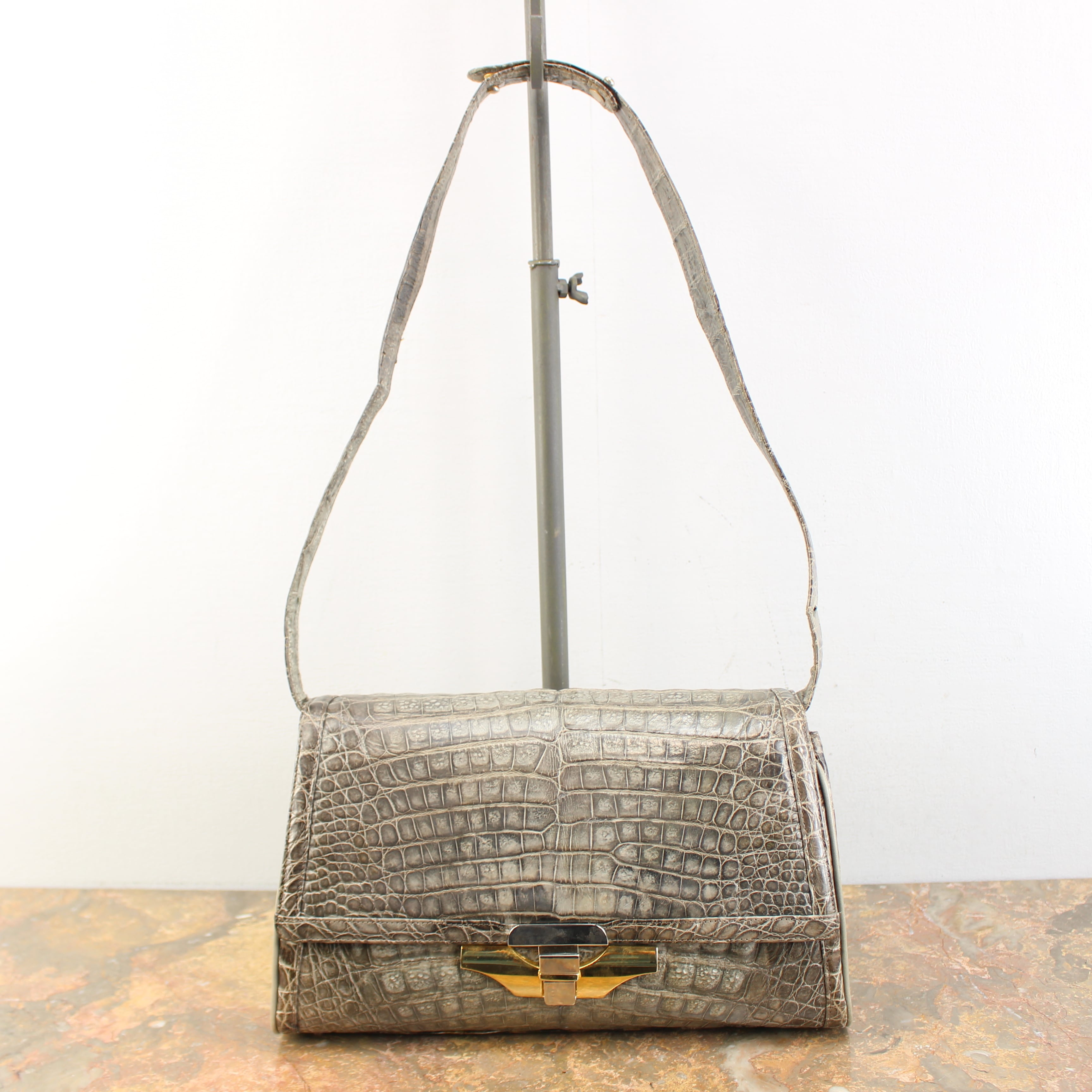 COMTESSE CROCODILE LEATHER SHOULDER BAG MADE IN WEST GERMANY ...