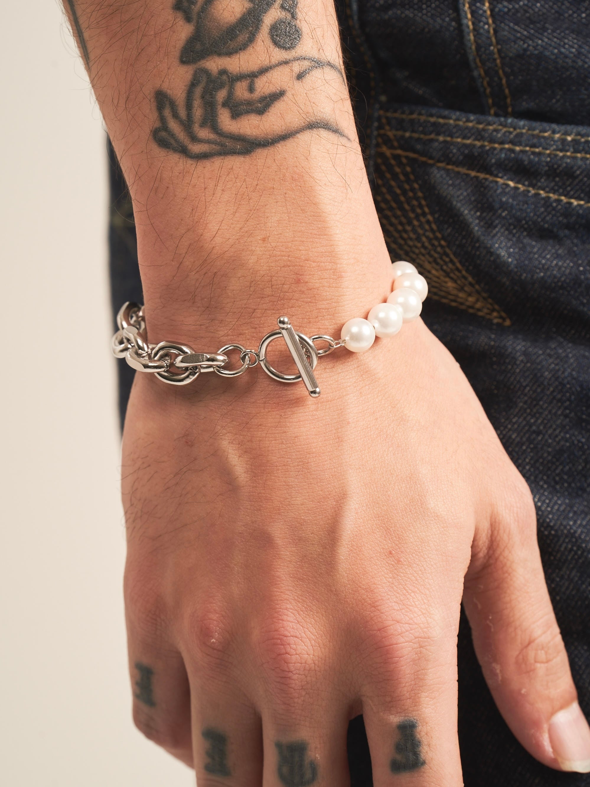ブレスレット Numbering Classic Pearl Bracelet (4mm/6mm) #9944 5BNY886 316L pearl chain bracelet【silver】#b54 | namuel