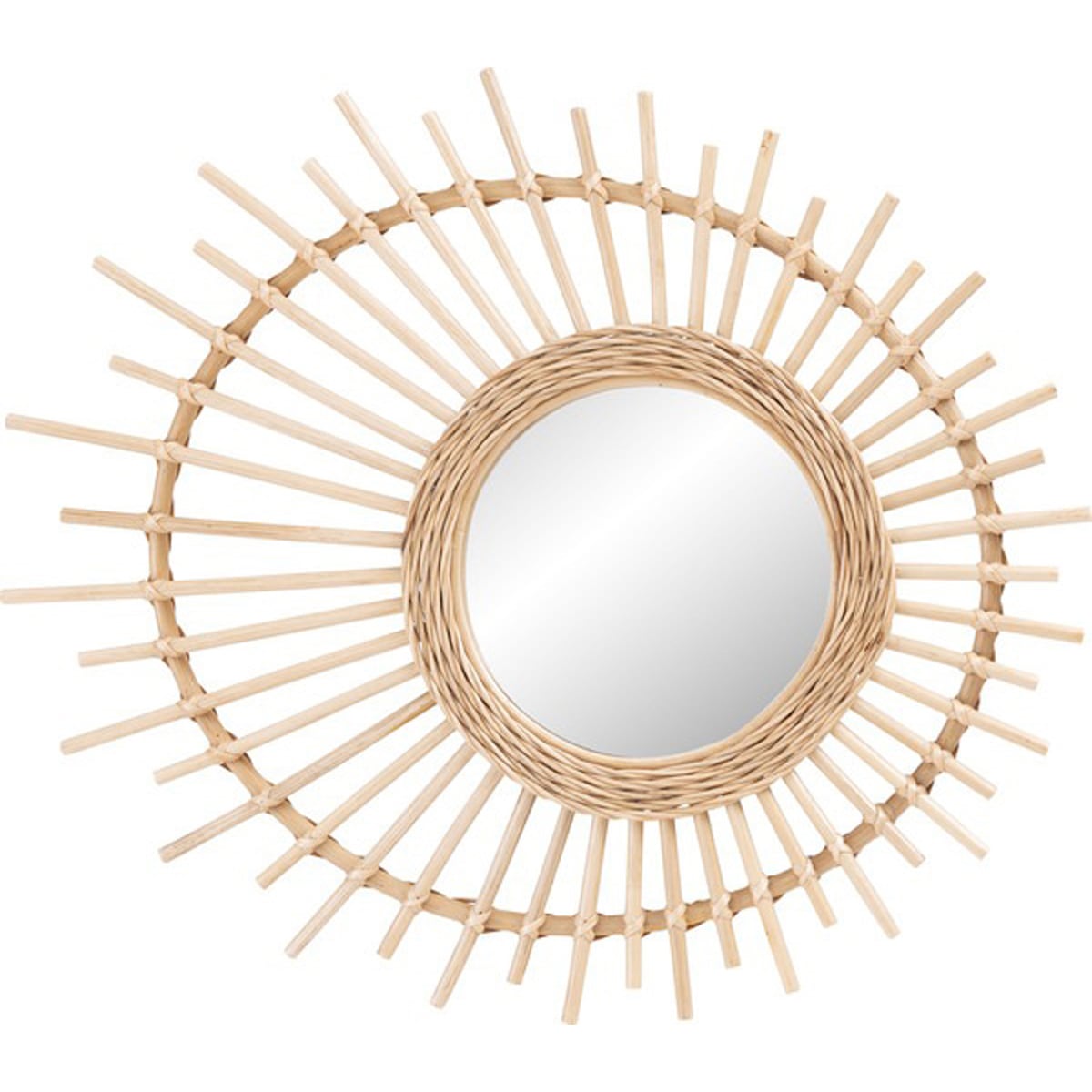 ミラー MR-715 鏡 姿見 壁掛け ウォールミラー 丸型 円型 ラタン 籐 シンプル おしゃれ ナチュラル リビング カフェ ショップ 店舗