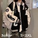 ブルゾン ジャケット ロゴ 刺繍 学生 アウター オーバーシルエット オーバーサイズ 体形カバー ゆる 普段着 普段使い 大人 コーデ コーディネート 韓国 オルチャン ファッション お取り寄せ 送料無料 hll-0545