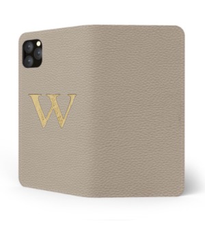 iPhone Premium Shrink Leather Case (Beige) : Book cover Type
