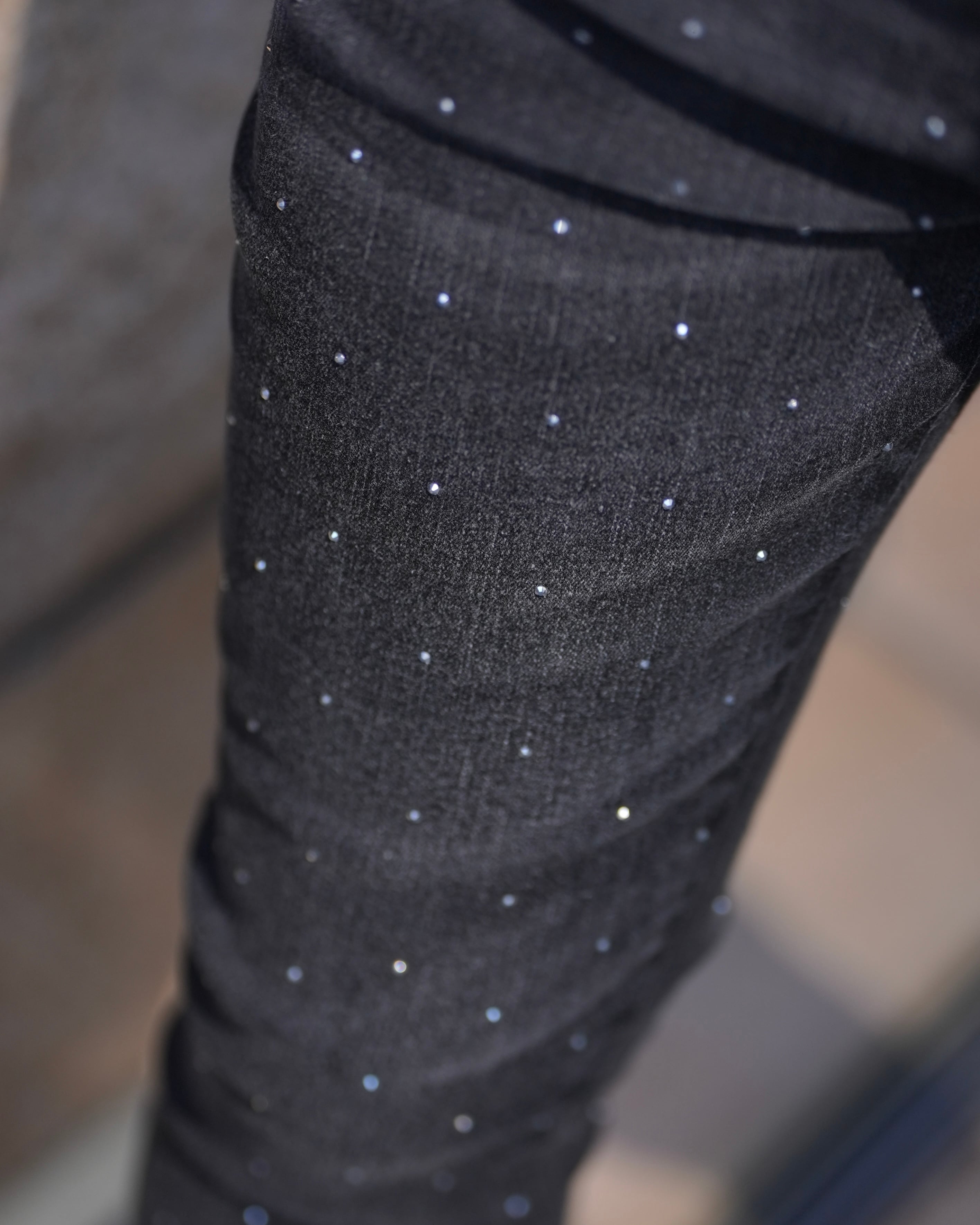 RHINE STONE DENIM PANTS BLACK【OW25BD007】 | BELINDA OFFICIAL