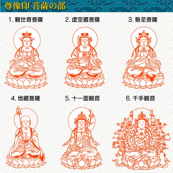 尊像印・菩薩の部】 観世音 虚空蔵 勢至 地藏 十一面 千手 馬頭 普賢