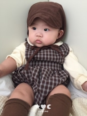 韓国子供服 / LALALAND / 26Autumn / ベベ チェック ロンパース / 秋服 / ベビー *6M~18M*