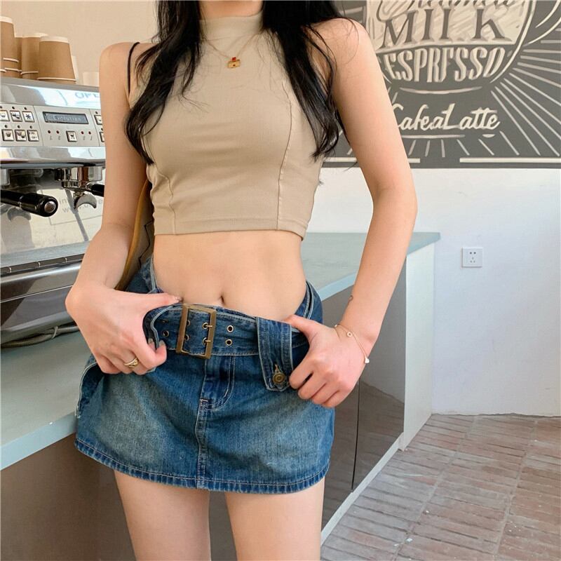 スカート ハイウェストウェスト薄手Aラインショートサマースタイル 夏物 ヨーロピアン ブラックストロベリース37270066545