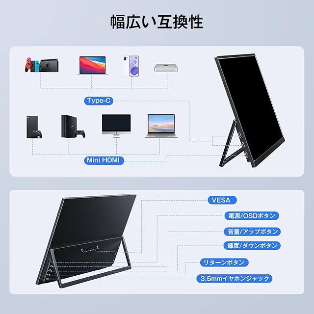 KEEPTIME ワイヤレス モバイルモニター 15.6インチ 1920*1080 モバイル