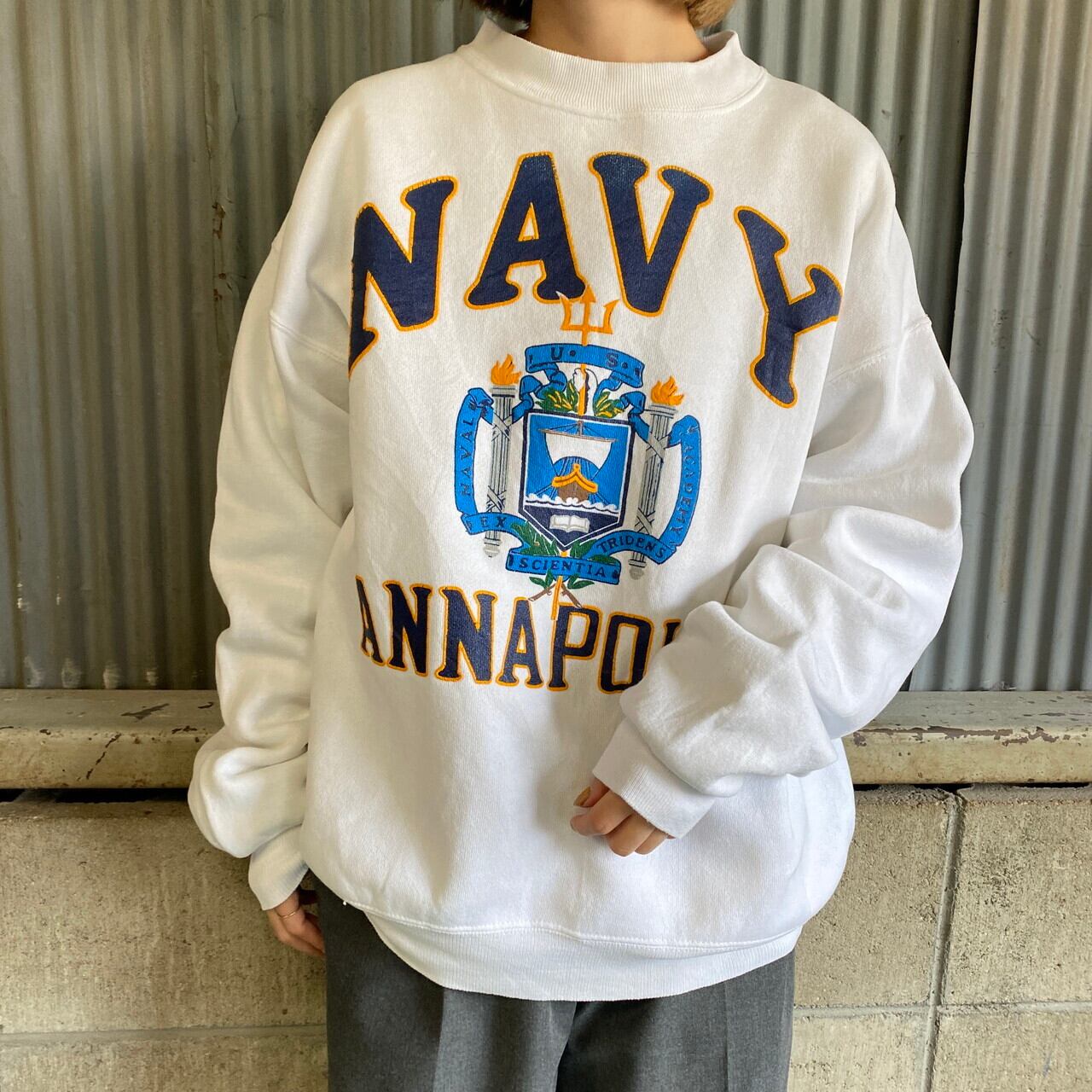 90年代 U.S.NAVY カレッジプリント スウェットシャツ メンズXL 古着 ホワイト 白 90s ヴィンテージ ビンテージ  【スウェット】【SW20】【AN20】 | cave 古着屋【公式】古着通販サイト