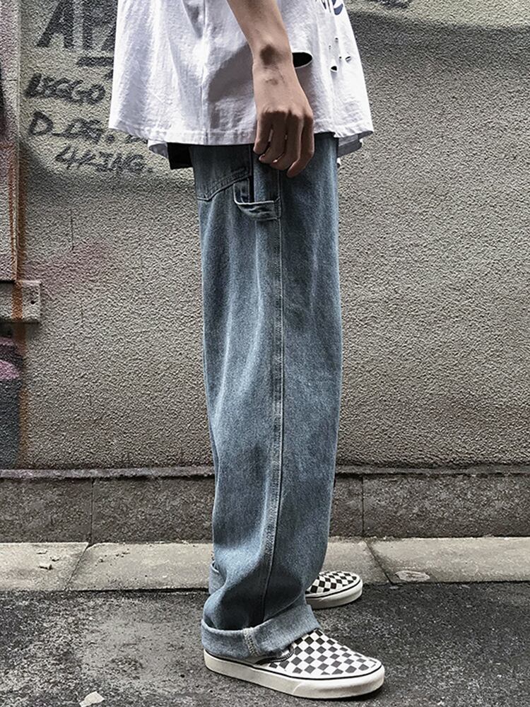 全1色 デニム パンツ ストレート カジュアル 無地 おしゃれ