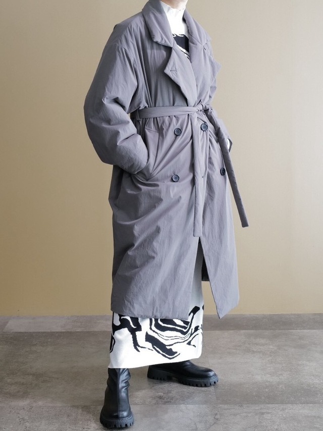 ★中綿ロングトレンチコート(グレー)