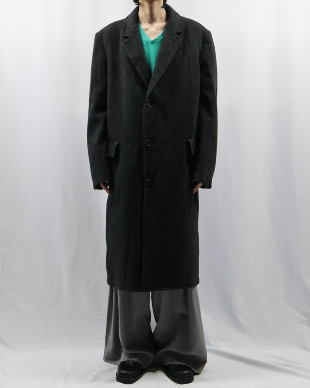 Gray Single-Breasted Long Coat
