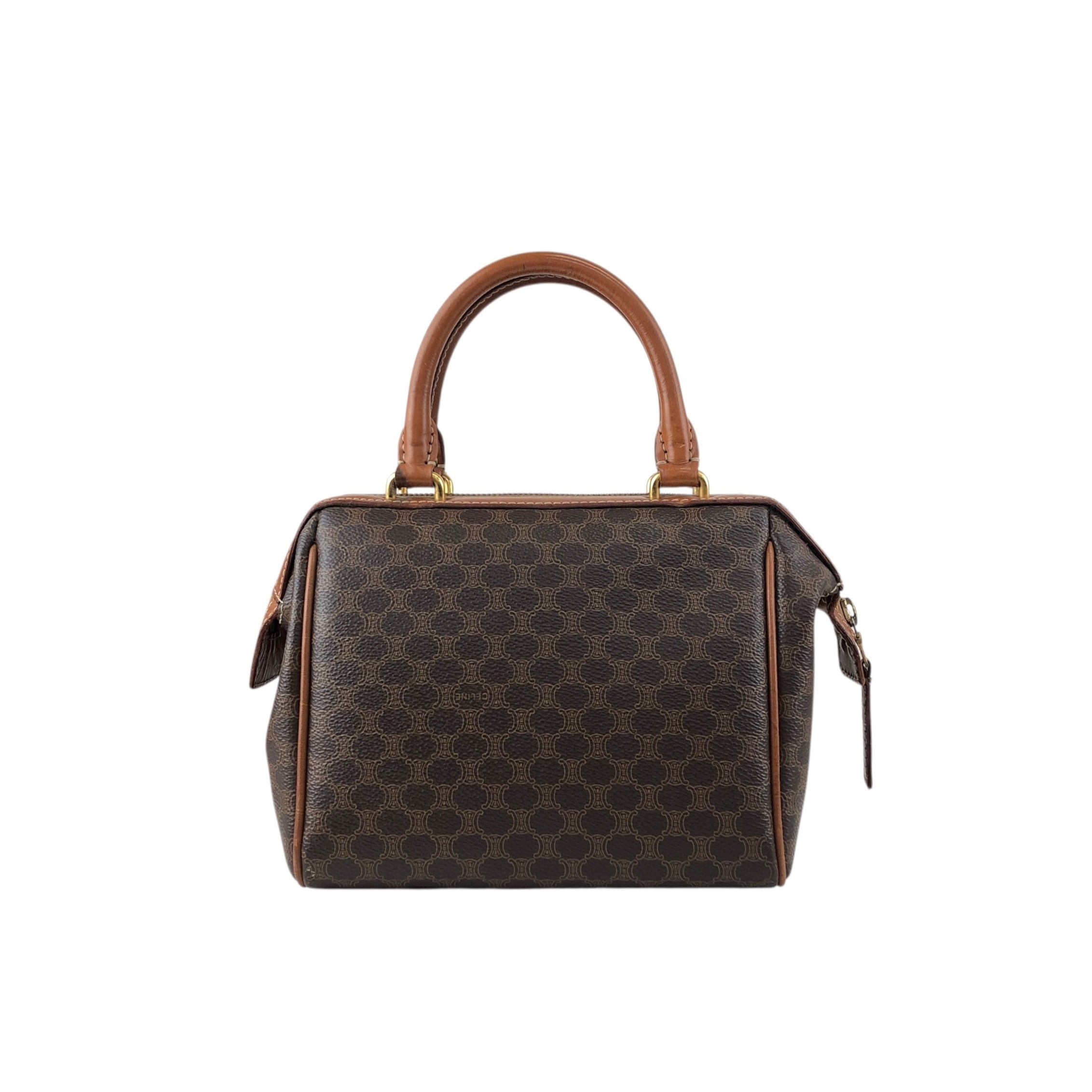 CELINE セリーヌ マカダム ショルダーバッグ ブラウン PVC レザー 2way