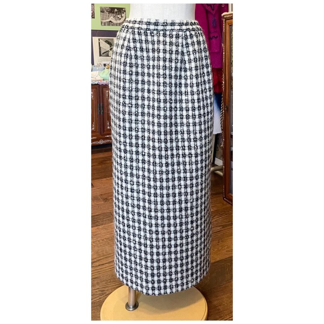 HERMES vintage フランス製 チェック柄 ツイードスカート 40