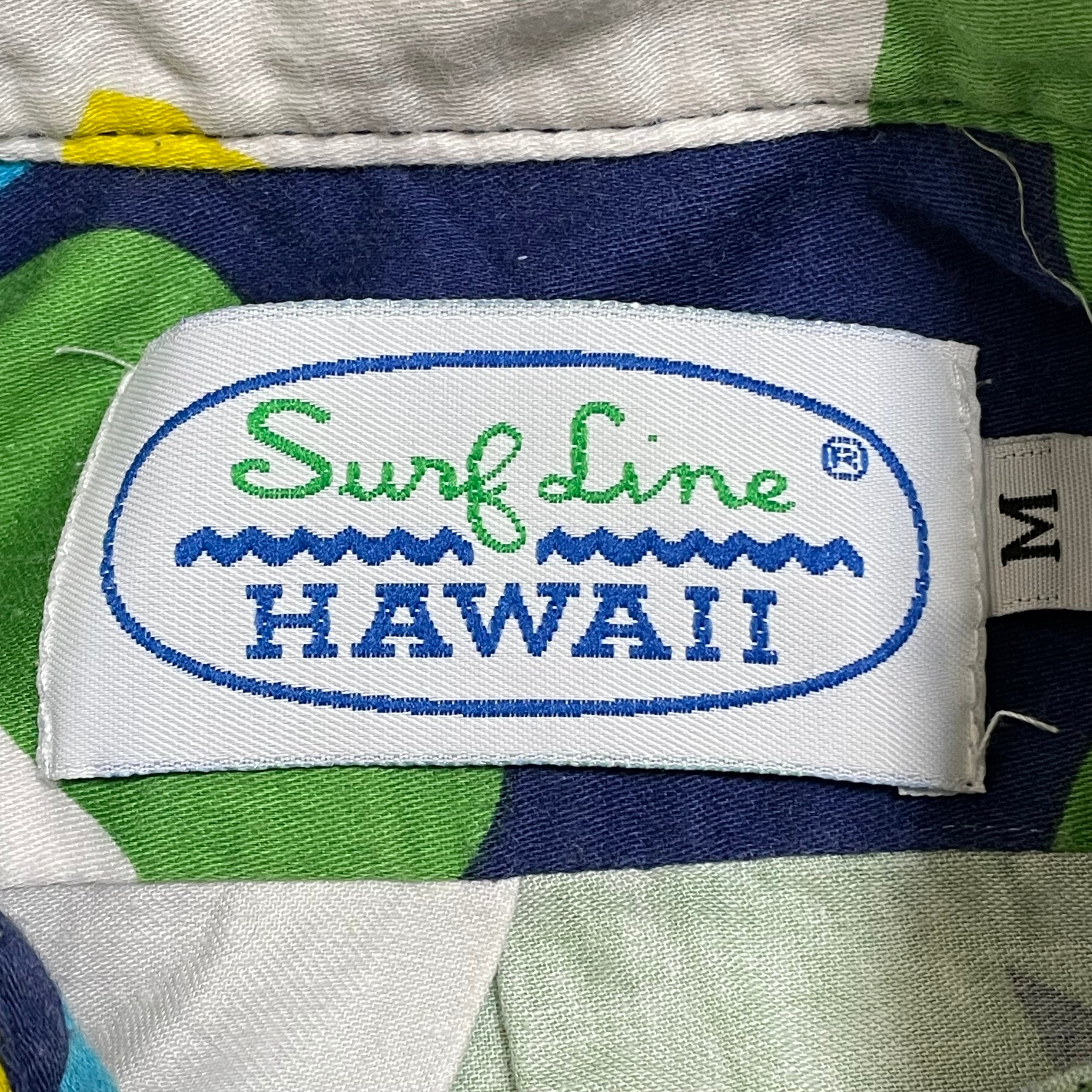 SURF LINE HAWAII】80s 90s USA製 アロハシャツ ハワイアンシャツ ハーフボタン シングルステッチ ボタンダウン 半袖 柄物  フラワー リーフ M サーフラインハワイ ヴィンテージ US古着 古着屋手ぶらがbest