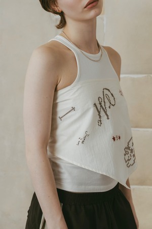 Embroidered Scarf / UNISEX / IVORY