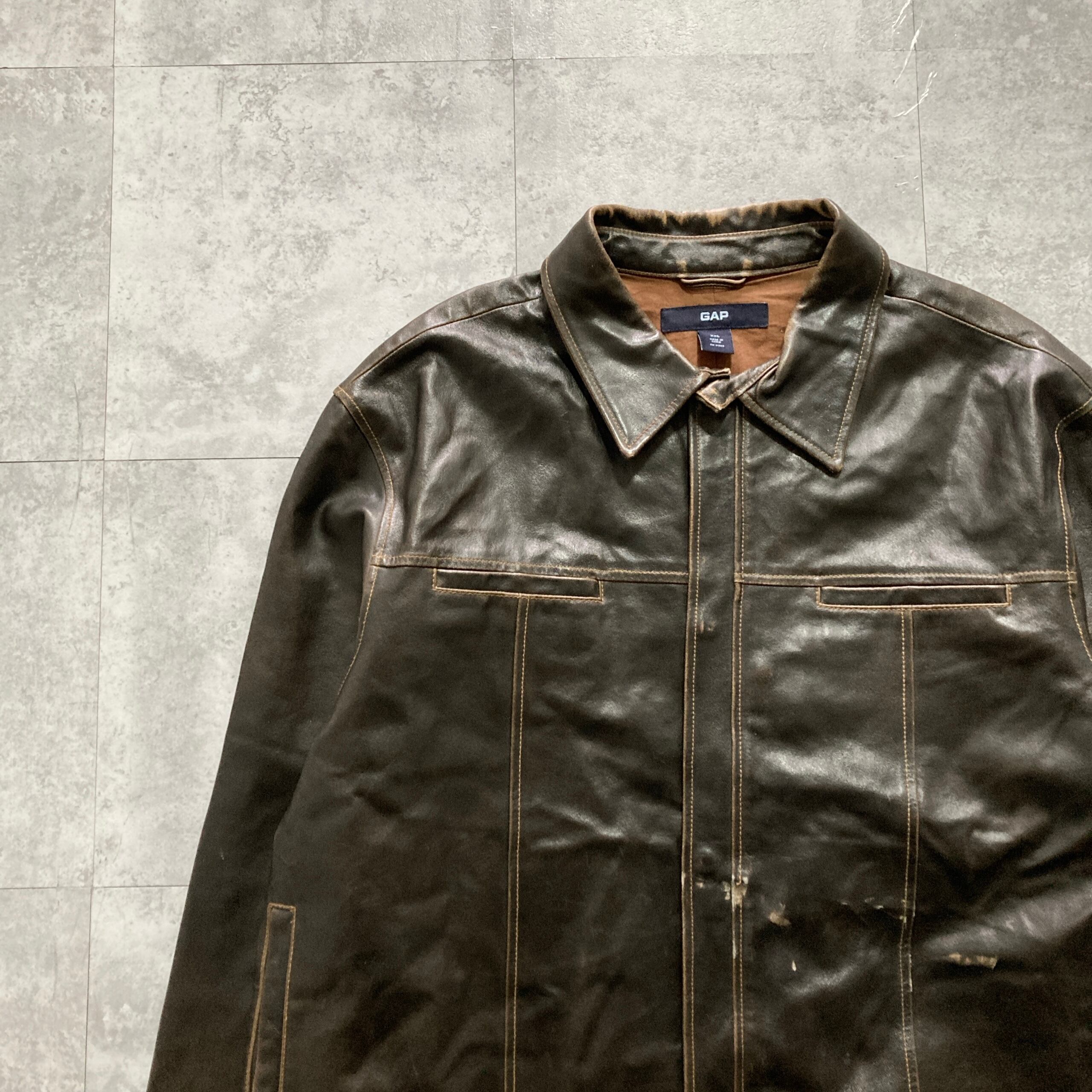 良品 00s OLD GAP レザー ダブル ライダース ジャケット ショール メンズ 00s OLD GAP レザー ダブルライダースジャケット